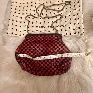 Chic red and black checkered Clare V. Sissy crossbody bag